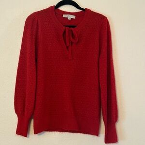 Loft Red Keyhole Sweater